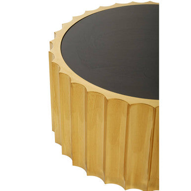Black Glass Top & Titanium Base Round Coffee Table, Alvaro