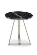 Silver Frame Side Table With Round Black Marble Top, Alvaro