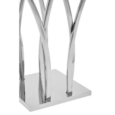 Black Marble Top Side Table With Silver Sculptural Metal Base, Arenza