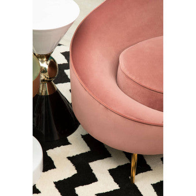 Gold & Black Metal Angular Side Table With White & Black Top & Rounded Base, Martini
