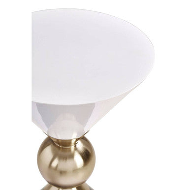 Gold & Black Metal Angular Side Table With White & Black Top & Rounded Base, Martini