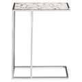 White & Silver Semi-Precious Agate Side Table With Banded Pattern, Vita
