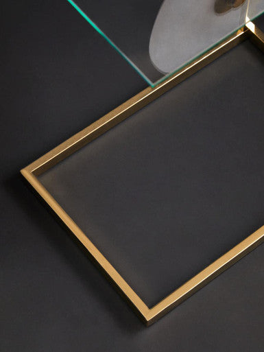 Gold Warm Metal End Table With Clear Tempered Glass Top, Oria
