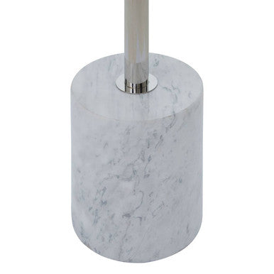 Silver Frame T-Shap End Table With White Marble Top, Oria