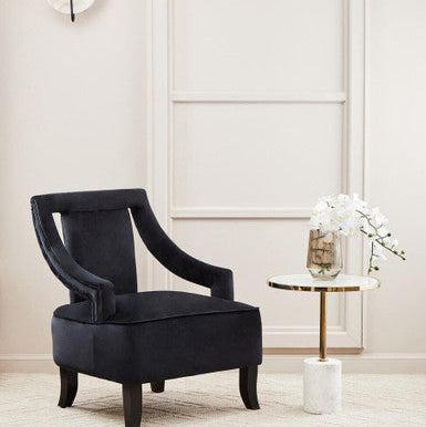 Gold Frame T-Shap End Table With White Marble Top, Oria