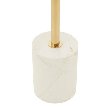 Gold Frame T-Shap End Table With White Marble Top, Oria