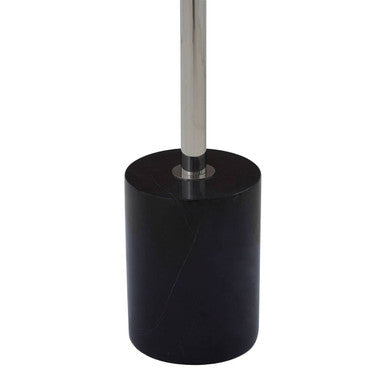 Silver Frame T-Shap End Table With Black Marble Top, Oria