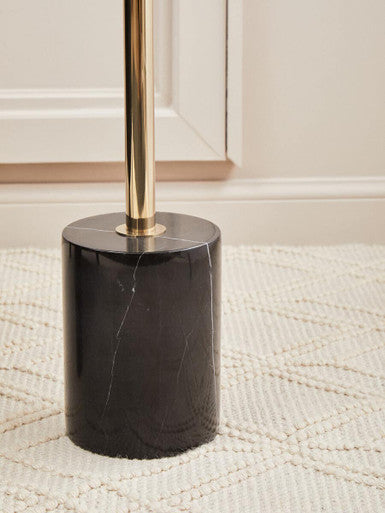 Gold Frame T-Shap End Table With Black Marble Top, Oria