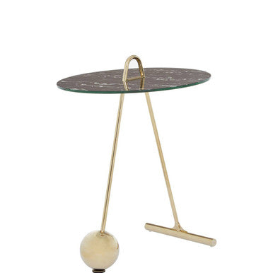 Black Marble Top End Table With Gold Splayed Legs, Oria