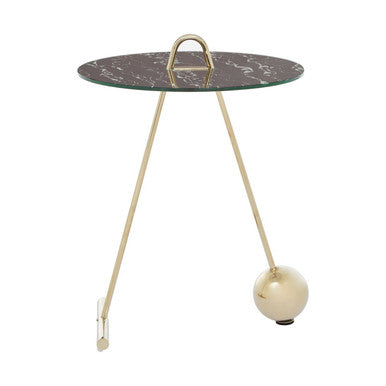 Black Marble Top End Table With Gold Splayed Legs, Oria