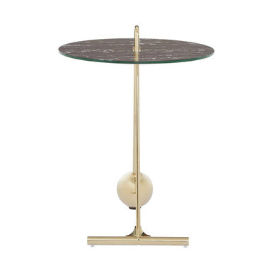 Black Marble Top End Table With Gold Splayed Legs, Oria