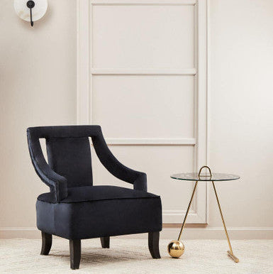 Black Marble Top End Table With Gold Splayed Legs, Oria