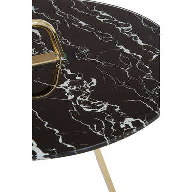 Black Marble Top End Table With Gold Splayed Legs, Oria