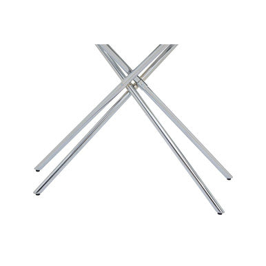 Silver Staggered Mirrored Tops End Table With Chrome Cross Leg Frame, Oria