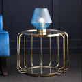 Gold Metal Frame Side Table With Tempered Glass Top, Oria