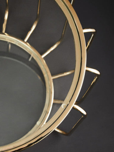 Gold Metal Frame Side Table With Tempered Glass Top, Oria