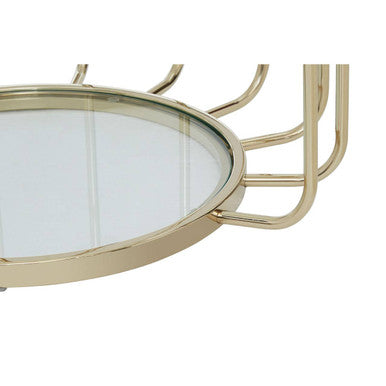 Gold Metal Frame Side Table With Tempered Glass Top, Oria
