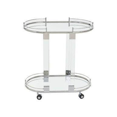 Oria Oval Mirrored Trolley Glass Chrome Modern