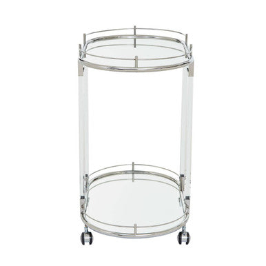 Oria Oval Mirrored Trolley Glass Chrome Modern