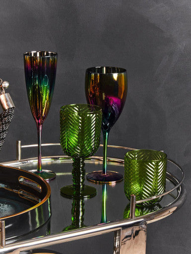 Oria Oval Mirrored Trolley Glass Chrome Modern
