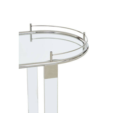 Oria Oval Mirrored Trolley Glass Chrome Modern