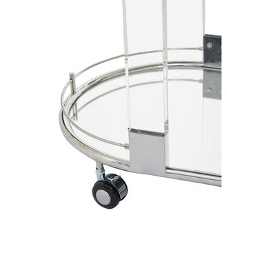 Oria Oval Mirrored Trolley Glass Chrome Modern