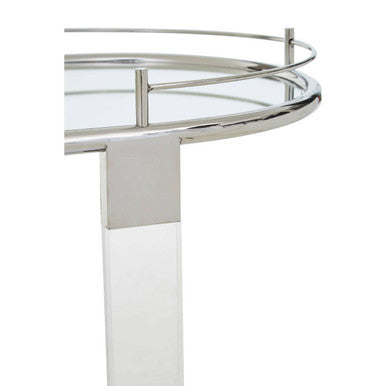 Oria Oval Mirrored Trolley Glass Chrome Modern