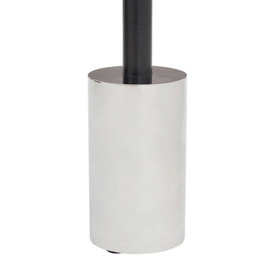 Black & Silver Powder-Coated T-Shape End Table With Clear Glass Top, Oria