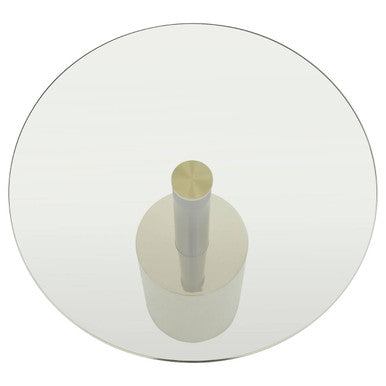 Black & Gold Powder-Coated T-Shape End Table With Clear Glass Top, Oria