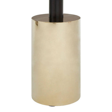 Black & Gold Powder-Coated T-Shape End Table With Clear Glass Top, Oria