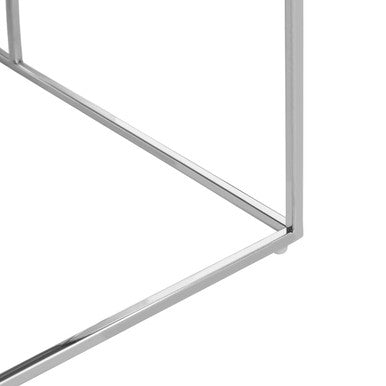 Brushed Silver & Gold Checked Coffee Table With Stainless Steel Square Frame, Oria