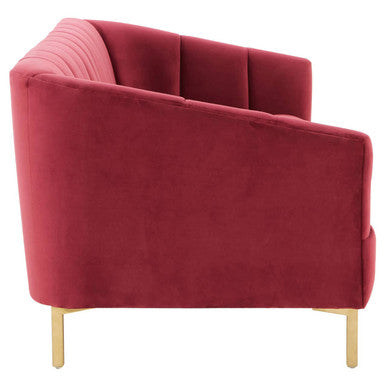 3 Seat Wine Velvet Sofa, Bella