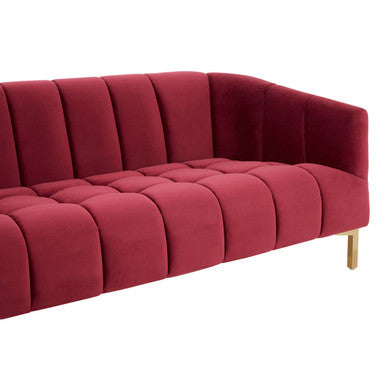3 Seat Wine Velvet Sofa, Bella