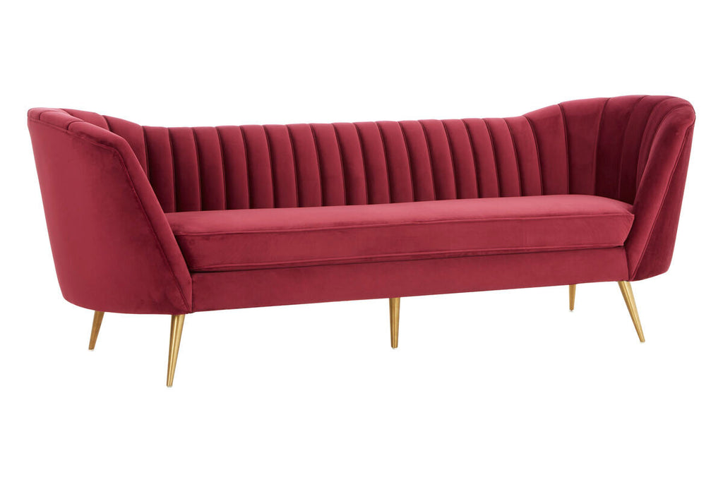 3 Seat Wine Velvet Sofa, Binky