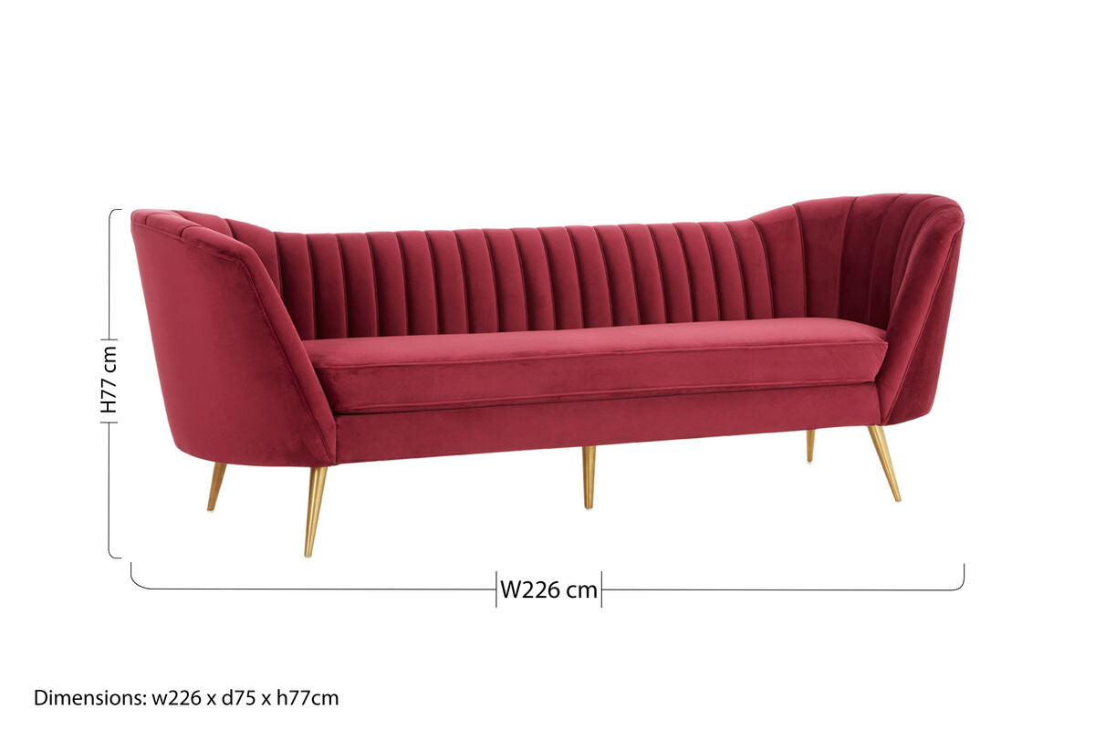 3 Seat Wine Velvet Sofa, Binky