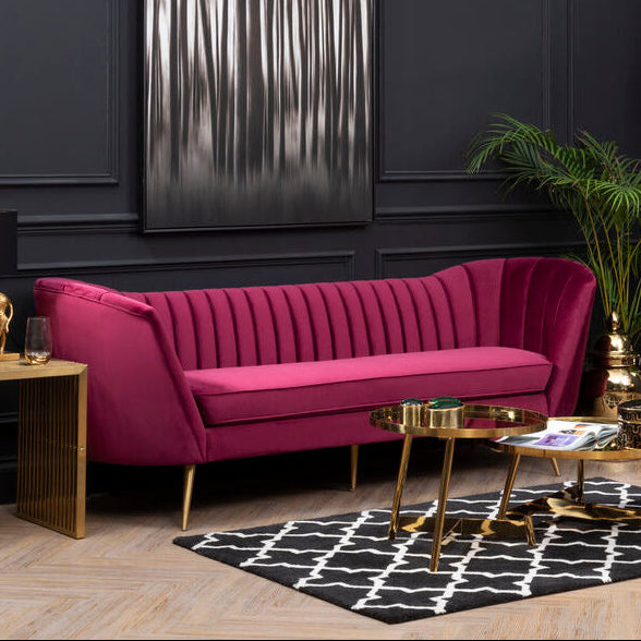 3 Seat Wine Velvet Sofa, Binky