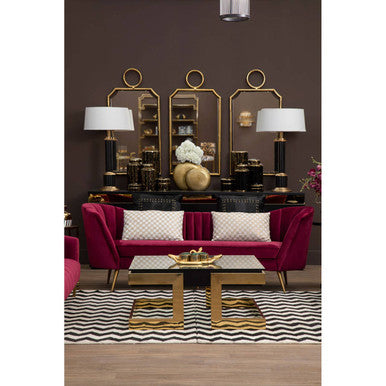 3 Seat Wine Velvet Sofa, Binky