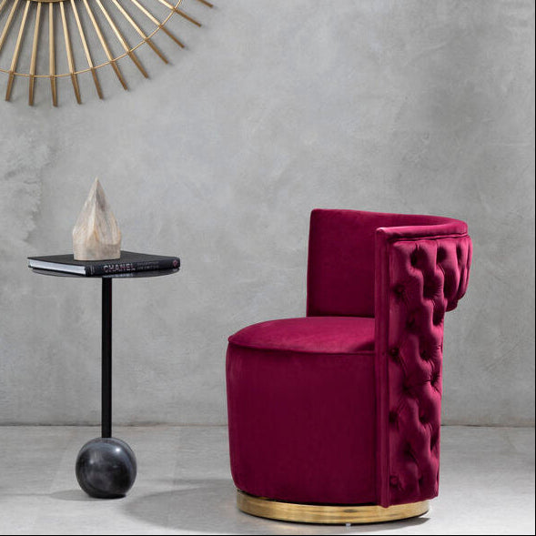 Bola Red Wine Velvet Swivel Chair