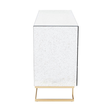 Kesena Mirrored Glass Brass Glamorous Chest Of Drawers