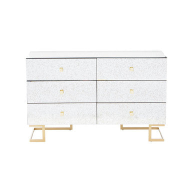 Kesena Mirrored Glass Brass Glamorous Chest Of Drawers