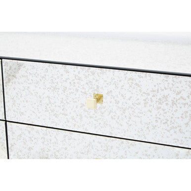 Kesena Mirrored Glass Brass Glamorous Chest Of Drawers