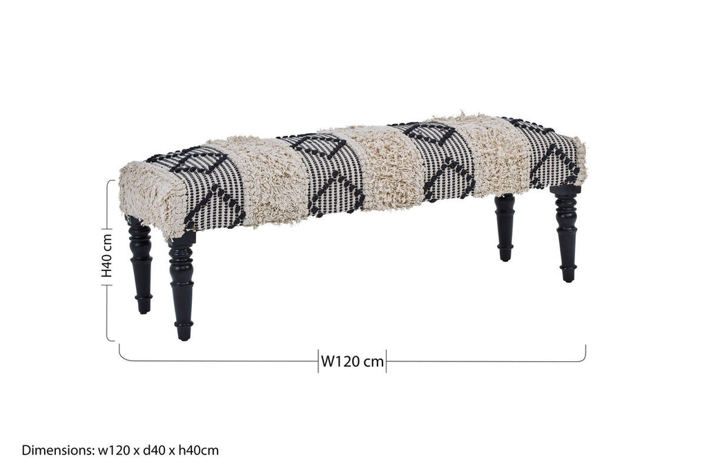 Cefena Black & White Moroccan Bench