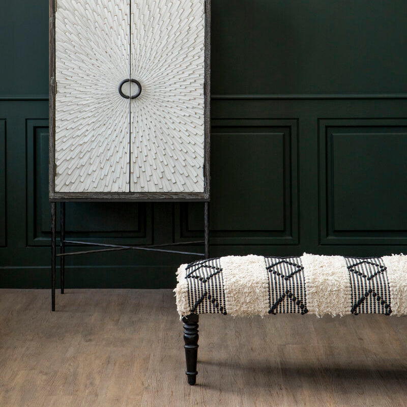 Cefena Black & White Moroccan Bench