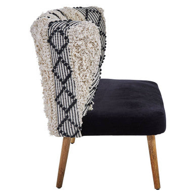 Cefena Moroccan Velvet White Bench