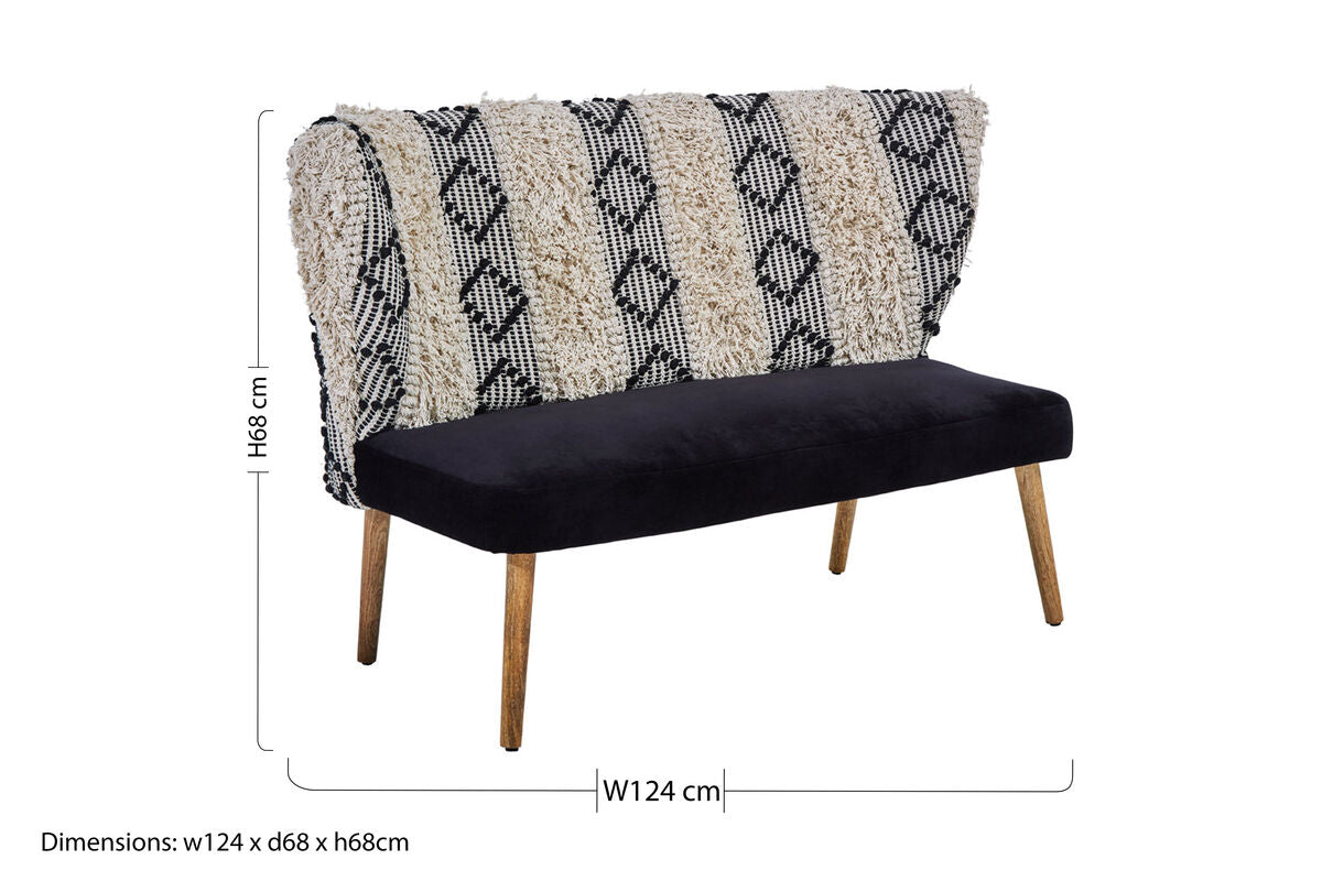 Cefena Moroccan Velvet White Bench