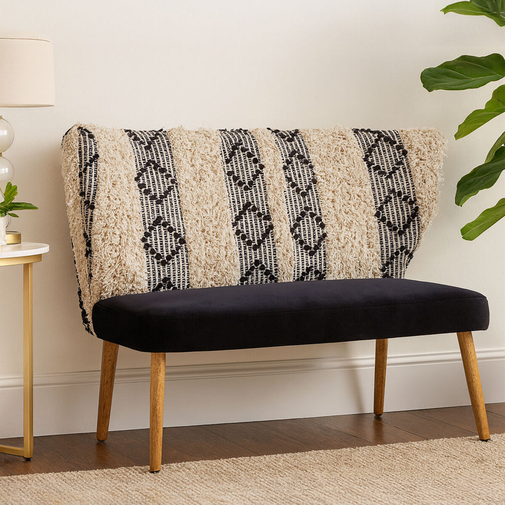Cefena Moroccan Velvet White Bench