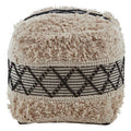 Cefena Black & White Shaggy Pouffe