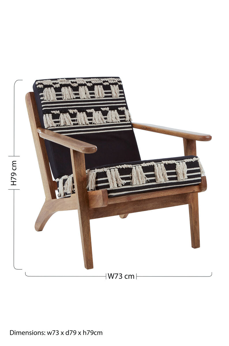 Cefena Textured Fabric Natural Bohemian Lounge Chair