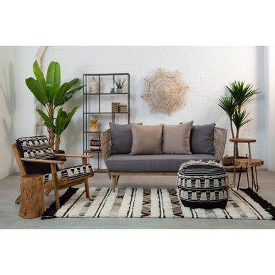 Cefena Textured Fabric Natural Bohemian Lounge Chair