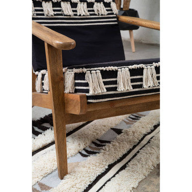 Cefena Textured Fabric Natural Bohemian Lounge Chair